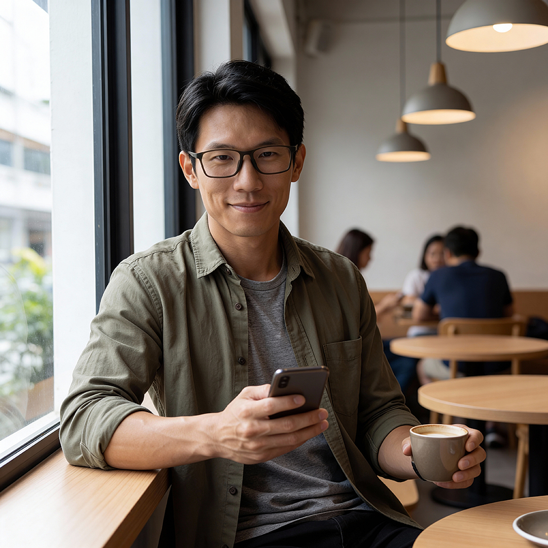 OWNDAYS | MOVE Matte Khaki Full Rim Rectangle right side